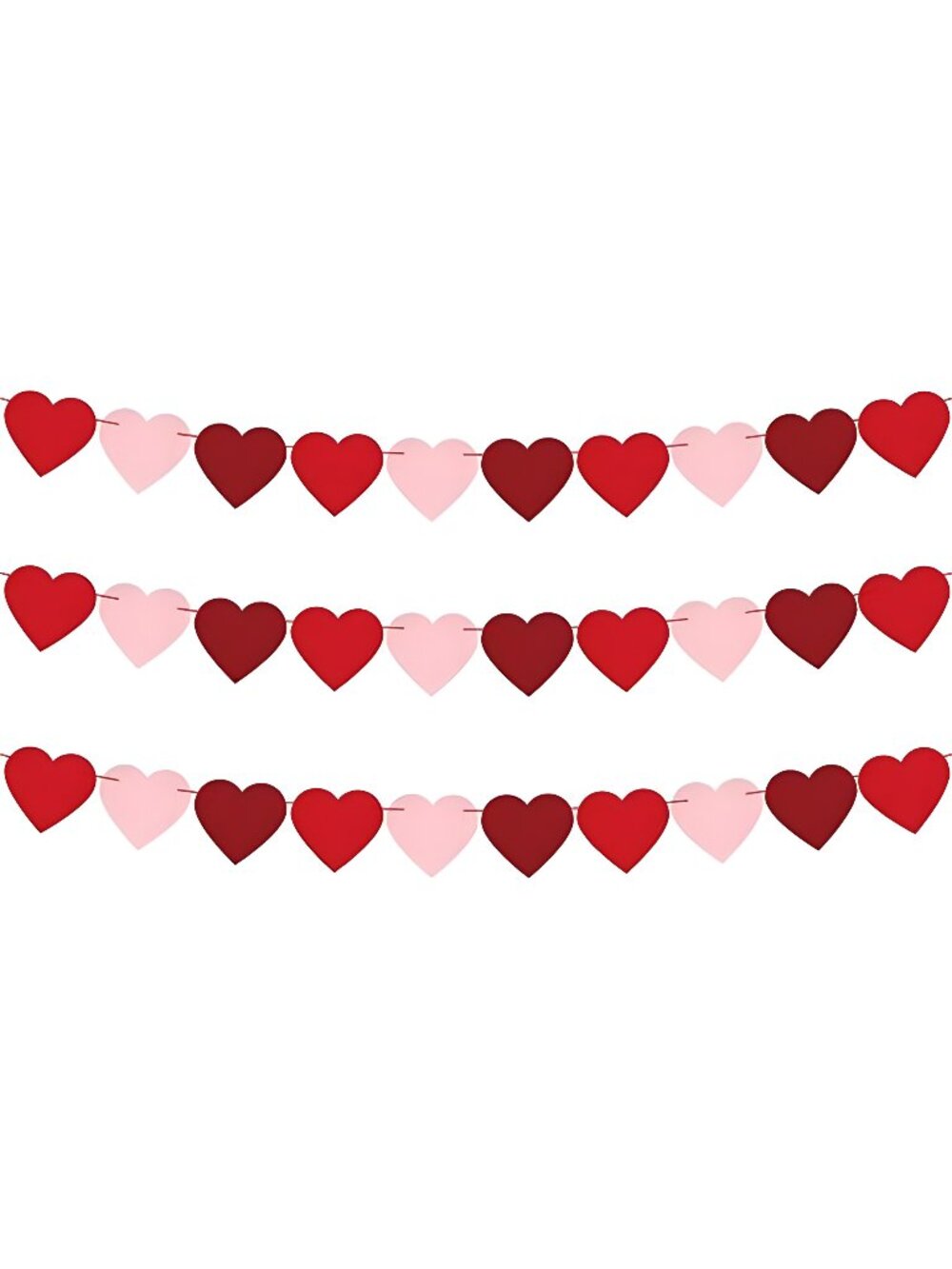 Valentines Day Decor - Pack of 30 | Red, Rose, Light Pink Heart Banner Garland